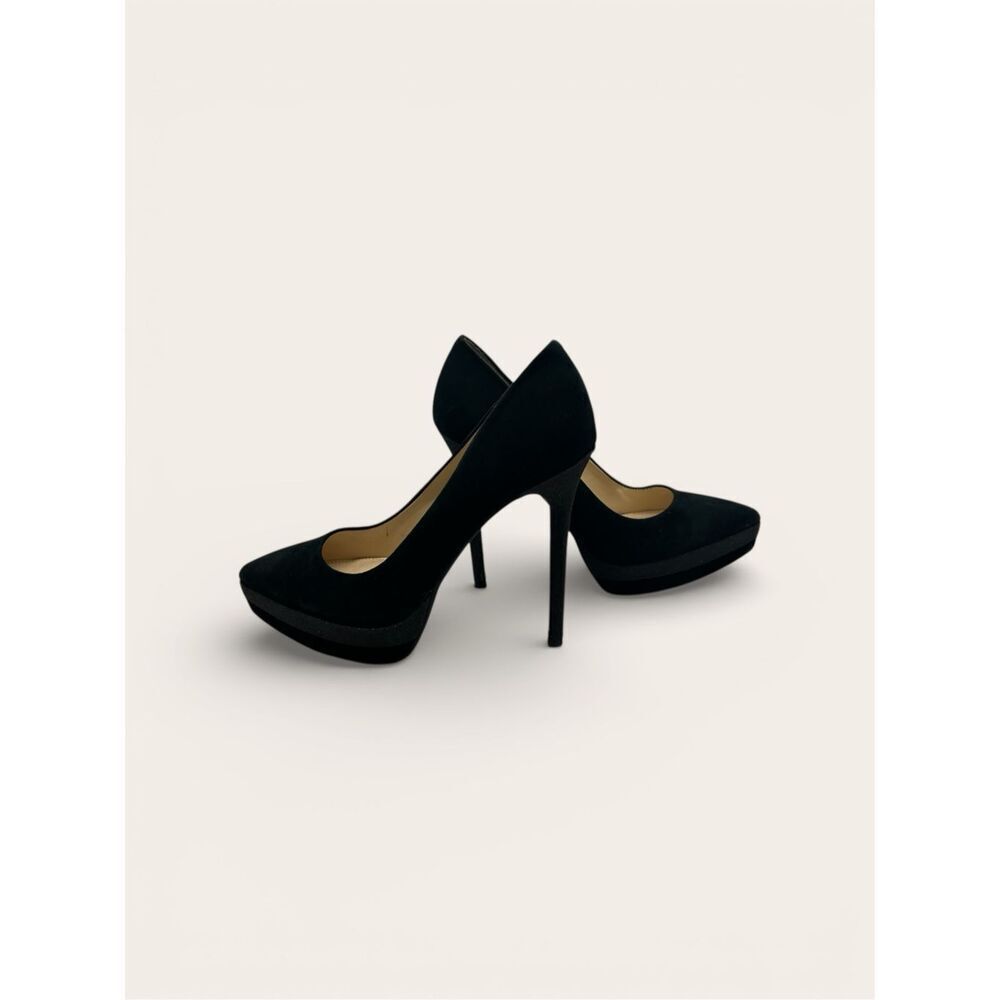 Jessica Simpson Loyren Black Suede Platform Pumps Glitter Stiletto Heels Size 9